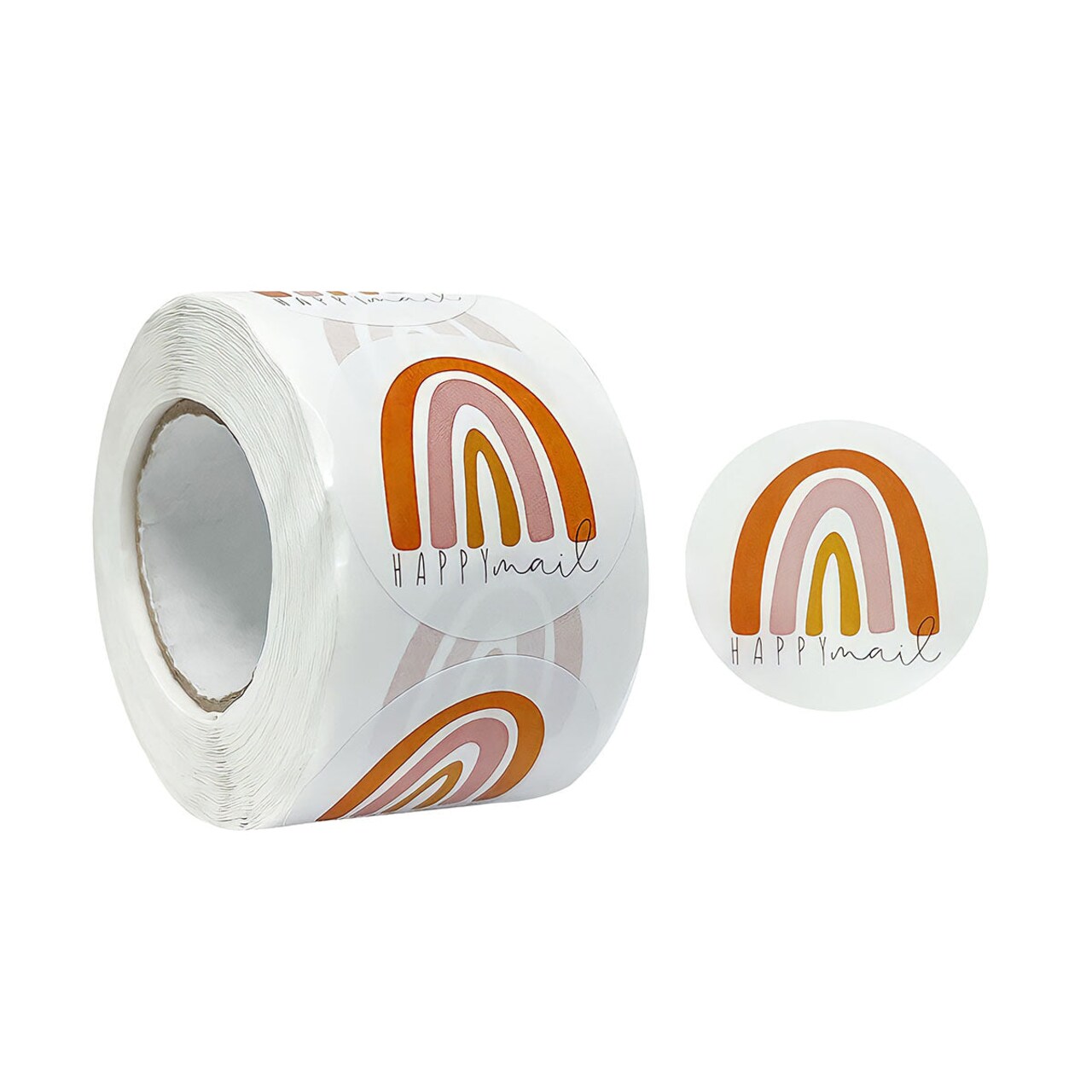Wrapables 1.5 inch Happy Mail Small Business Thank You Stickers Roll, Sealing Stickers and Labels for Boxes, Envelopes, Bags and Packages (500pcs)